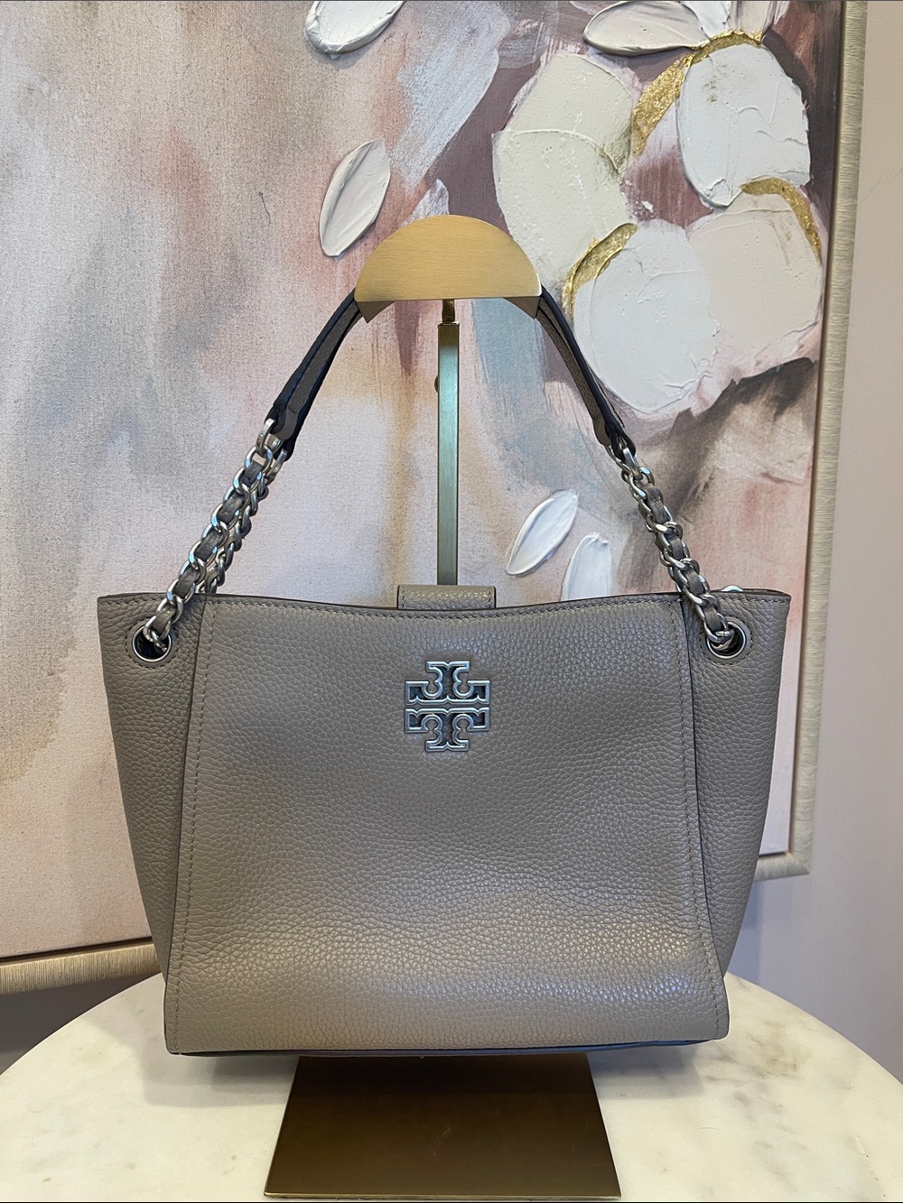 NWOT Tory Burch Britten Shoulder Tote in Gray